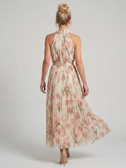 Martina - Vestido Midi com Decote Halter Floral