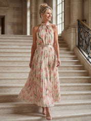 Martina - Vestido Midi com Decote Halter Floral