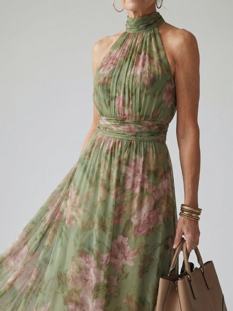 Sofía - Vestido Midi com Gola Halter