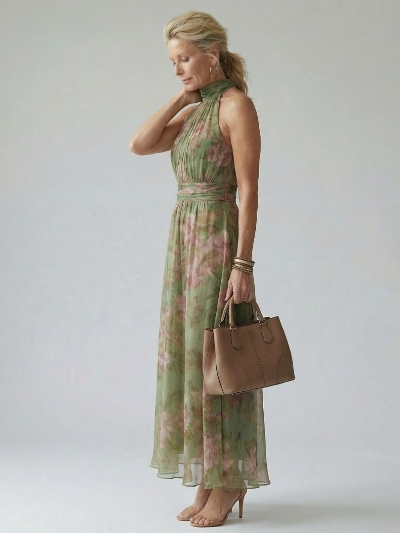 Sofía - Vestido Midi com Gola Halter