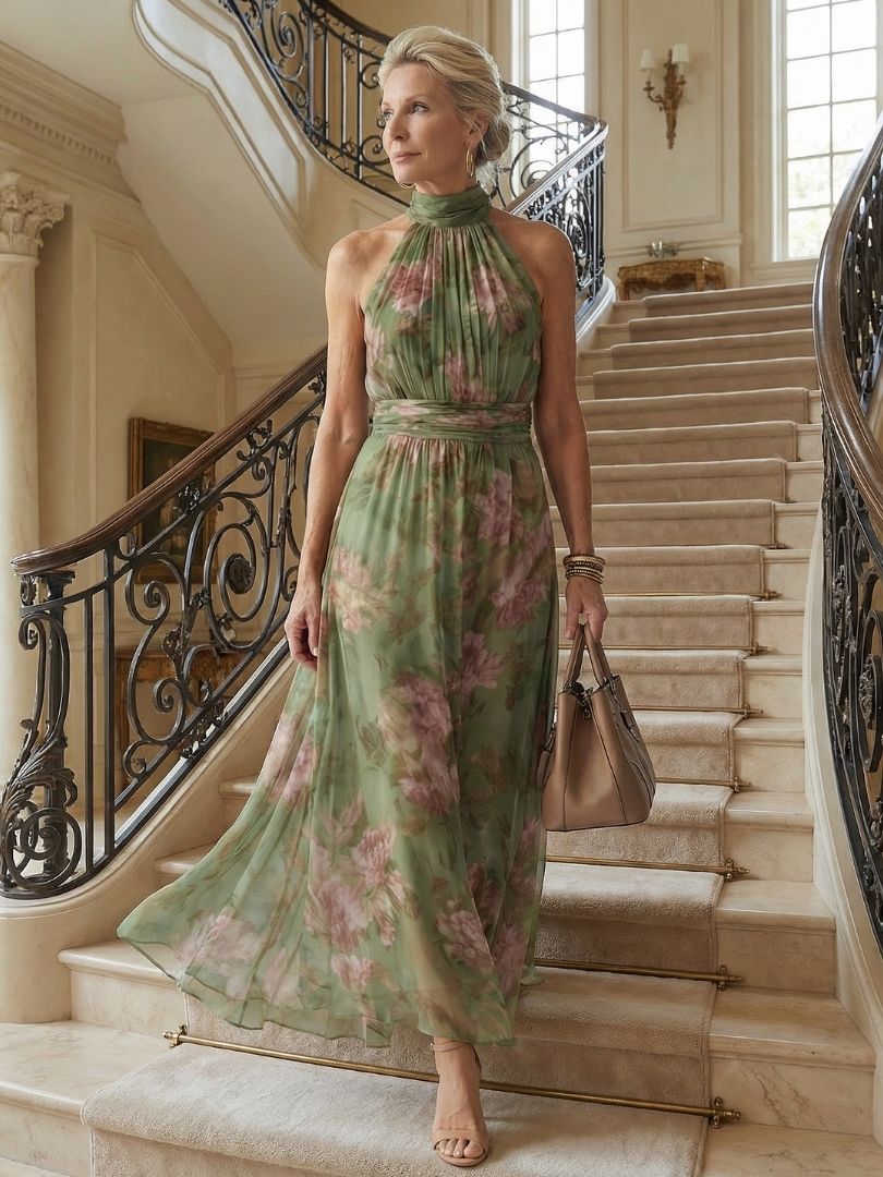 Sofía - Vestido Midi com Gola Halter