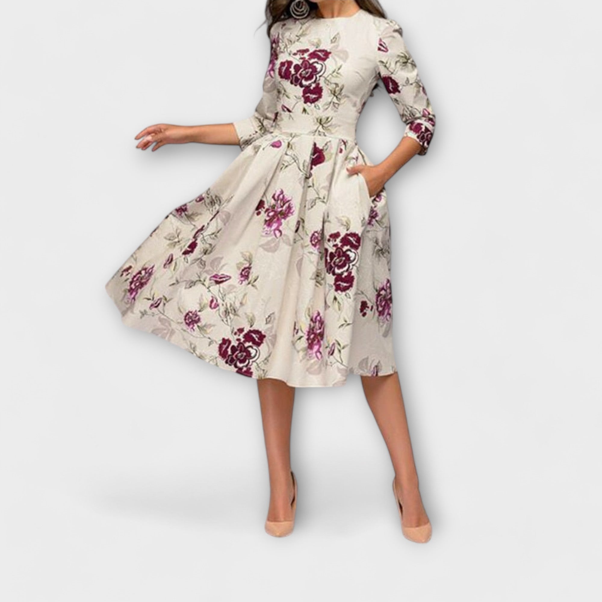 Carolina - Vestido elegante pelo joelho