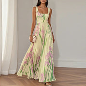 Lídia | Vestido Maxi Floral Elegante em Linha A