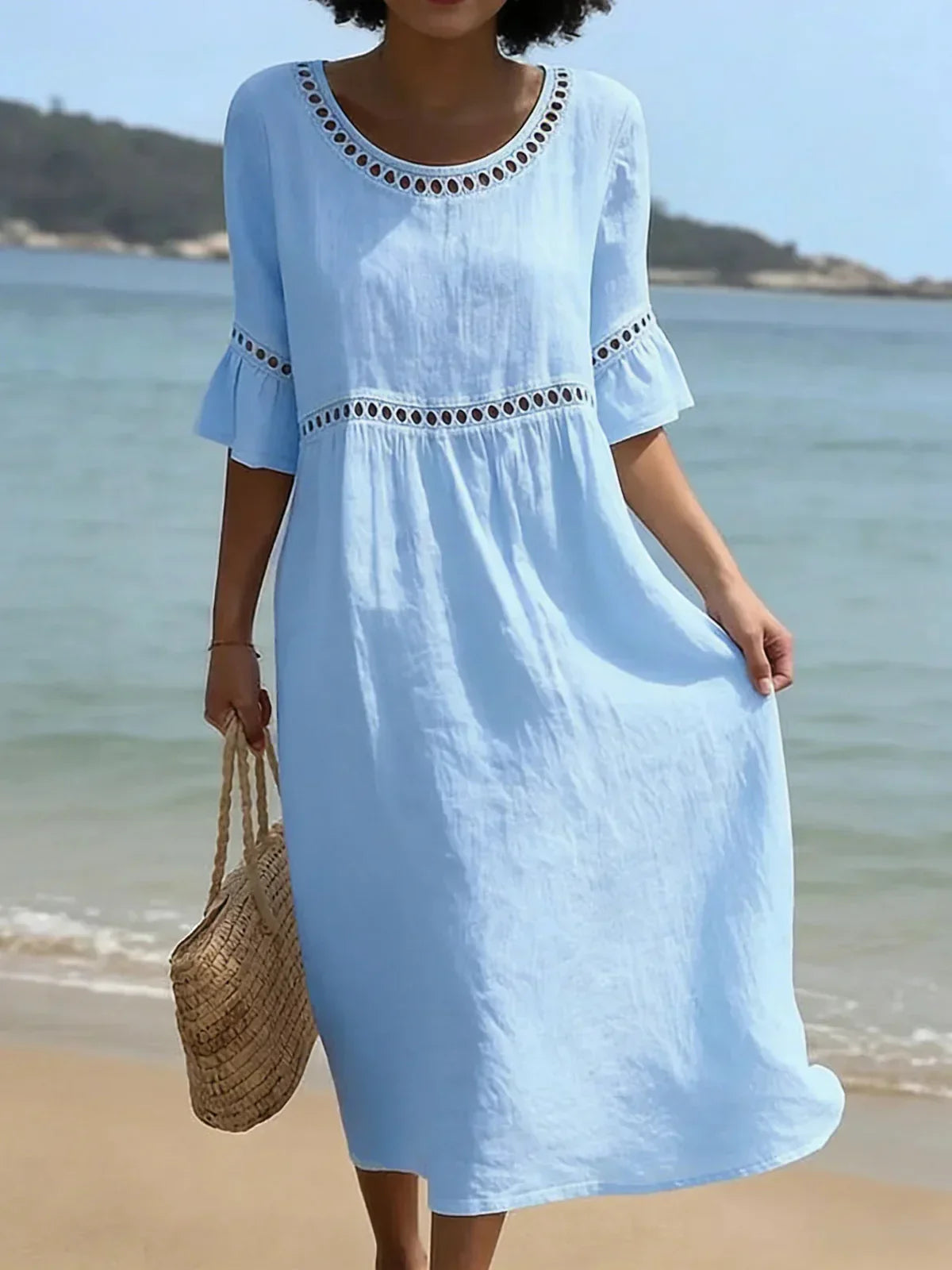 Enora - Vestido longo efeito ventre plano para Mulher