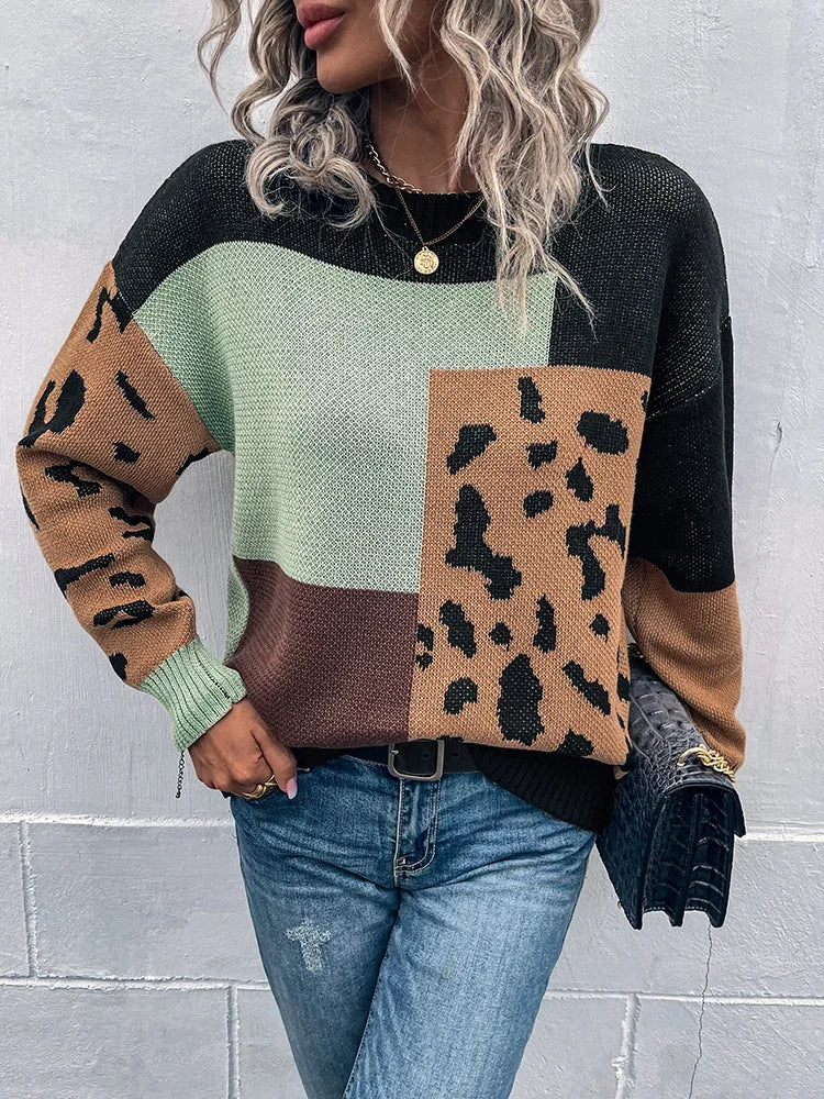 Le clair |  Suéter vintage leopardo patchwork