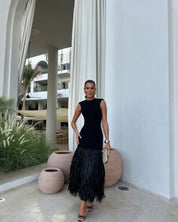 Ana | Vestido longo com franjas