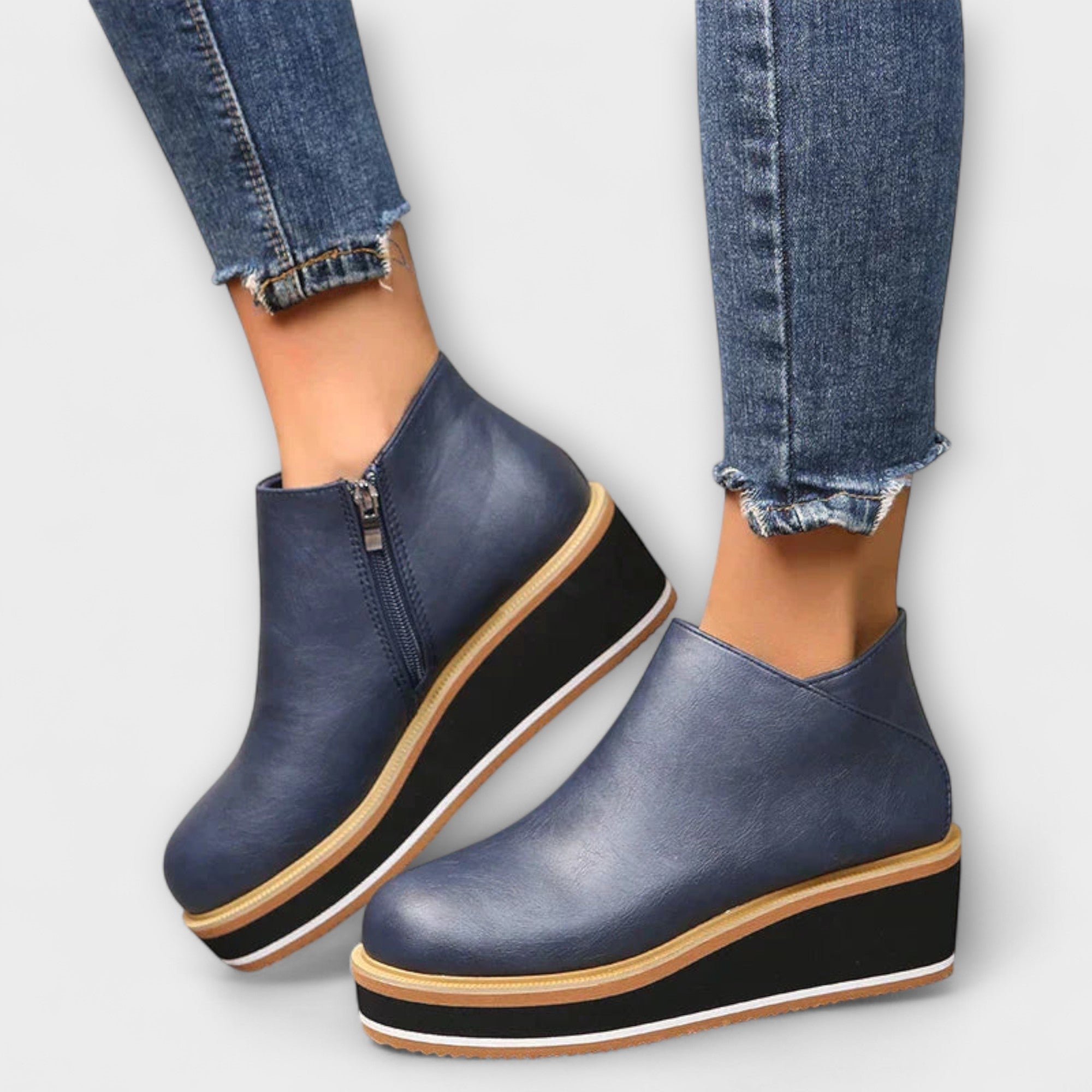Mariana | Botas Elegantes e Confortáveis em Bege e Azul Escuro, do 35 ao 43