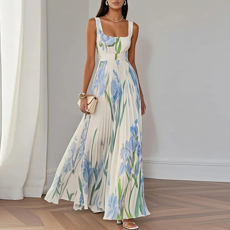 Lídia | Vestido Maxi Floral Elegante em Linha A