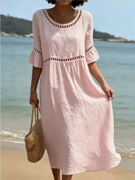 Enora - Vestido longo efeito ventre plano para Mulher