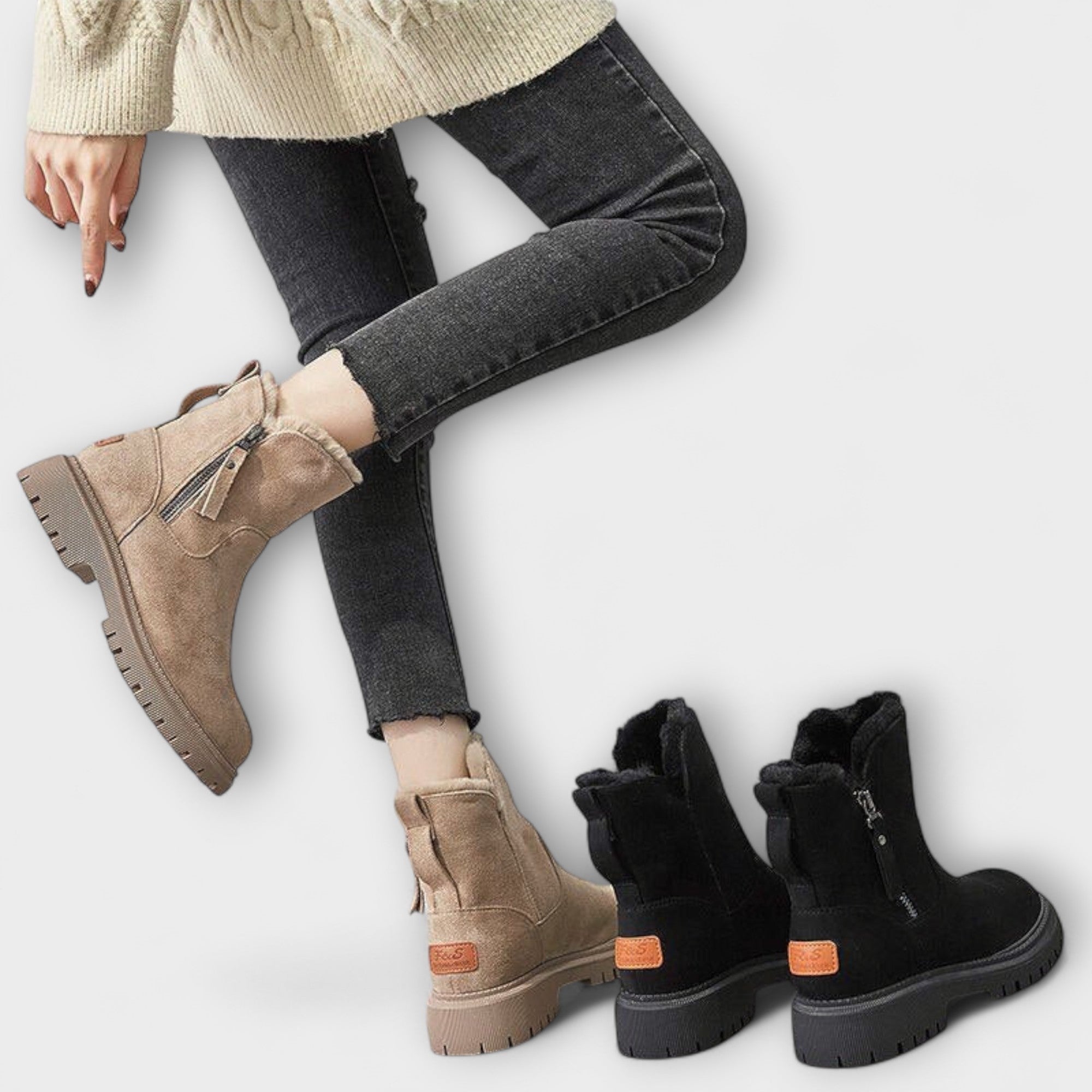 Daniela | Botas de Luxo e Conforto em Bege e Preto, do 35 ao 42