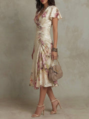 Alba | Vestido midi satinado floral