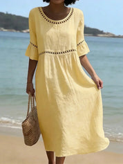 Enora - Vestido longo efeito ventre plano para Mulher