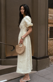 Catarina | Vestido Maxi em Linho com Mangas Abaloadas