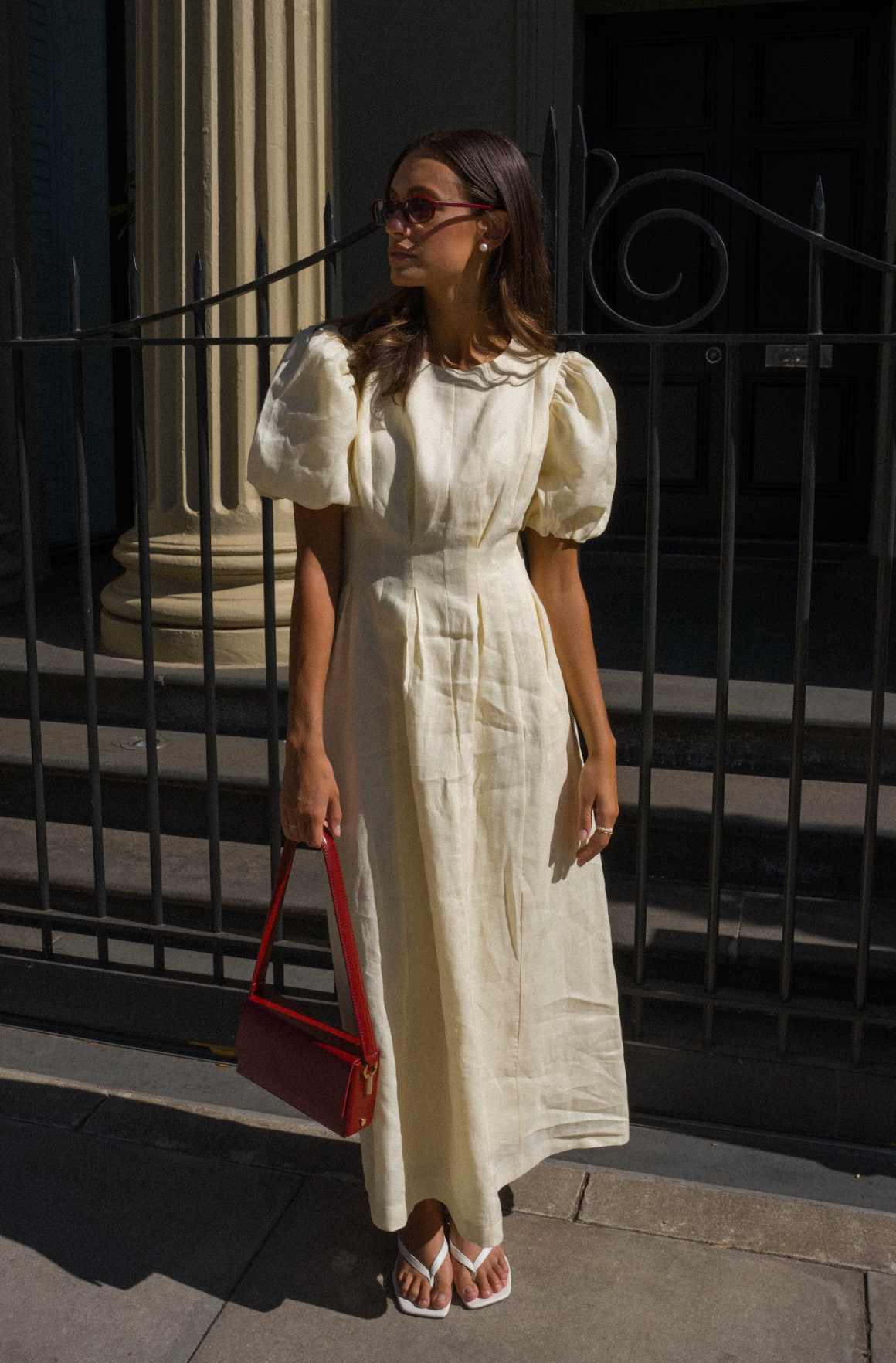 Catarina | Vestido Maxi em Linho com Mangas Abaloadas