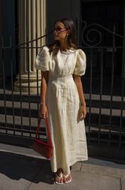Catarina | Vestido Maxi em Linho com Mangas Abaloadas