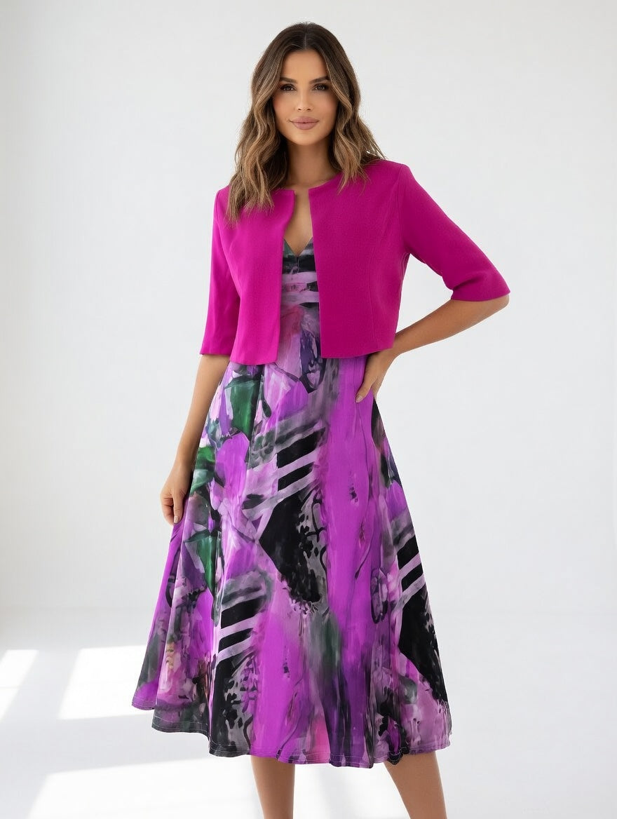 Maéliane -  Vestido midi impresso elegante e fluido para Mulher