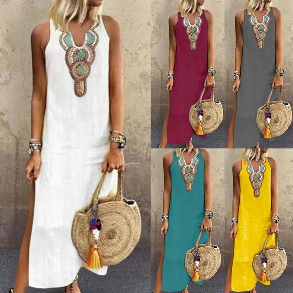 Sandra - Vestidos longos de linho para Mulher