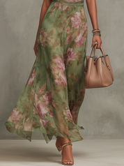 Serena | Vestido Longo Fluido Floral Elegante que Valoriza a Silhueta