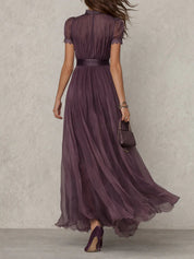 Flavia - Vestido longo violeta com decote em forma de chave para Mulher