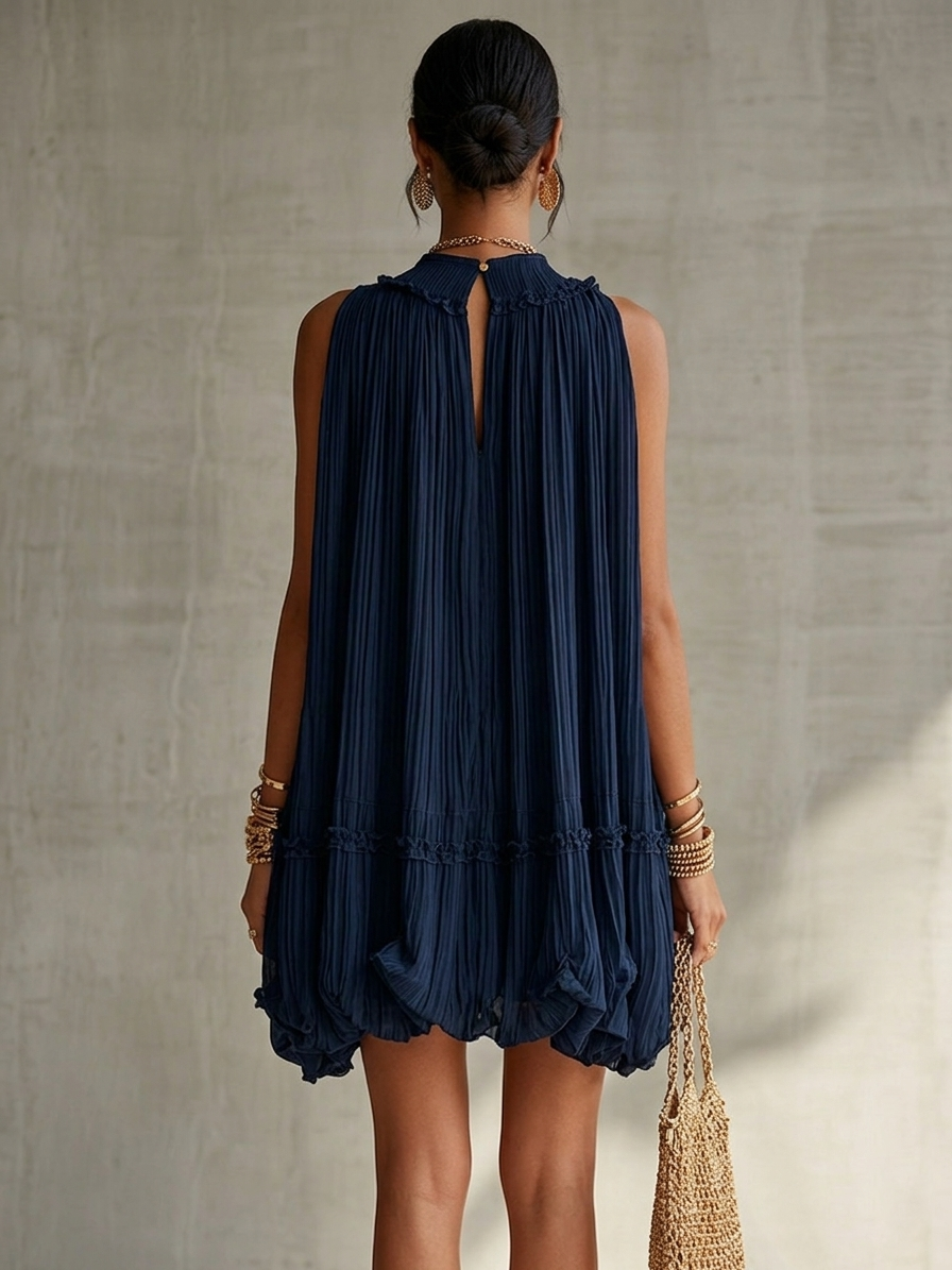 Camilla | Mini vestido de chiffon com decote americano e saia balloon para Mulher