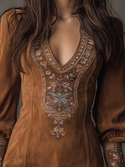 Liza - Robe curta efeito camurça