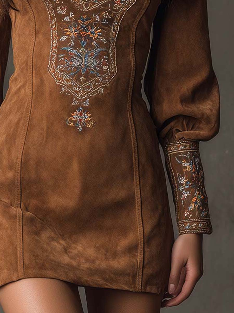 Liza - Robe curta efeito camurça