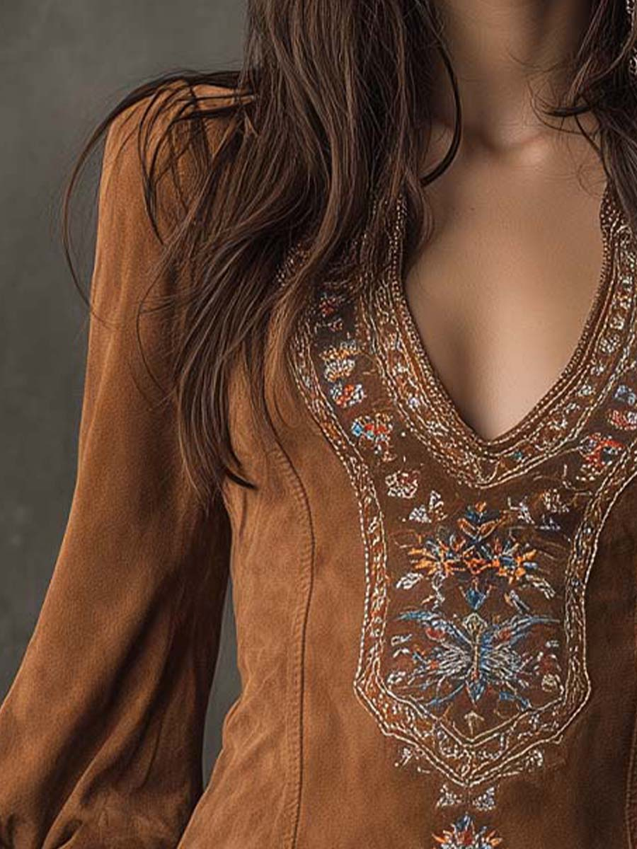 Liza - Robe curta efeito camurça
