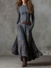 Azucena - Vestido maxi de camurça com cinto