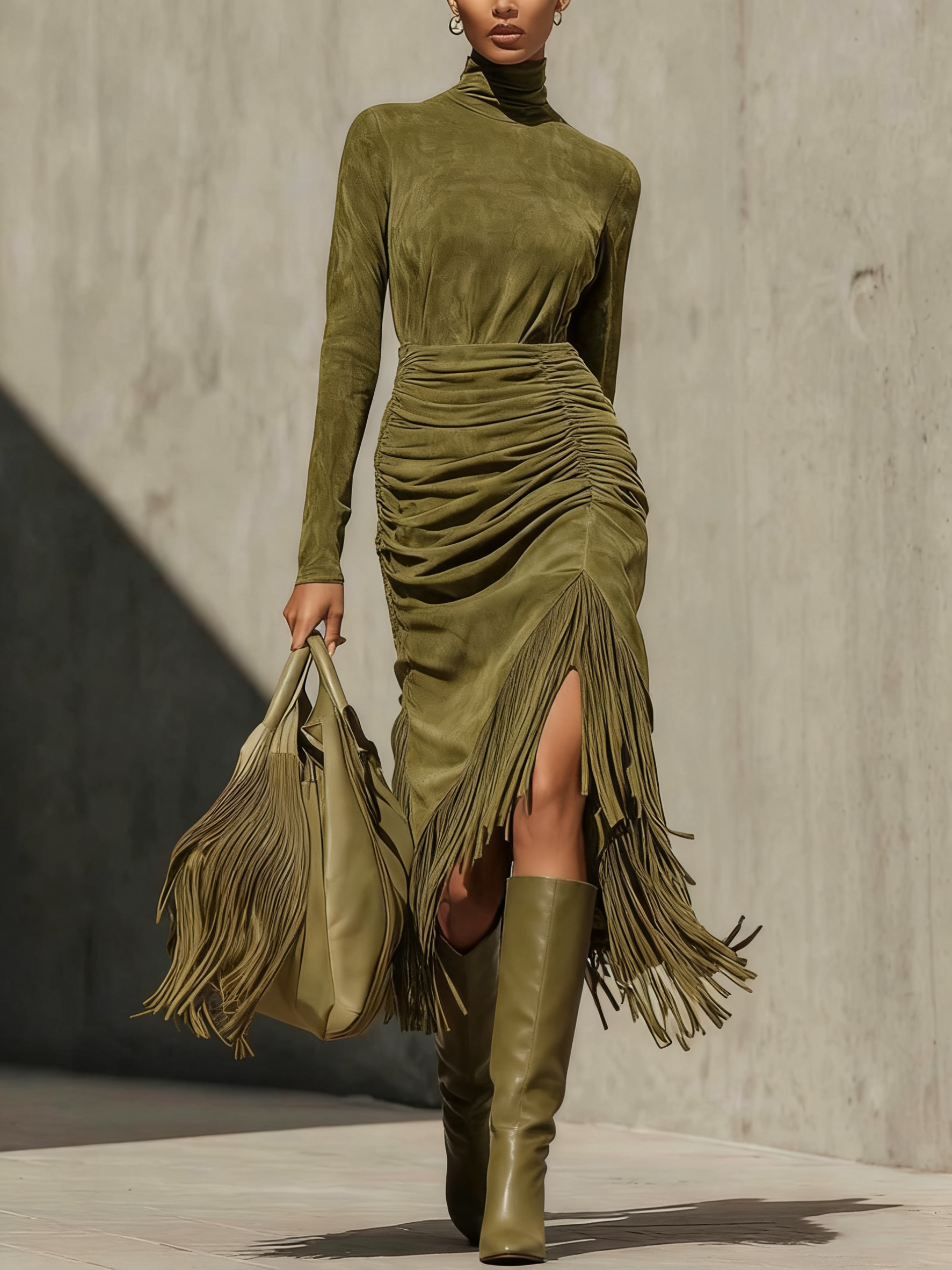 Oliva - Vestido Verde Sofisticado com Silhueta Cruzada Impecável