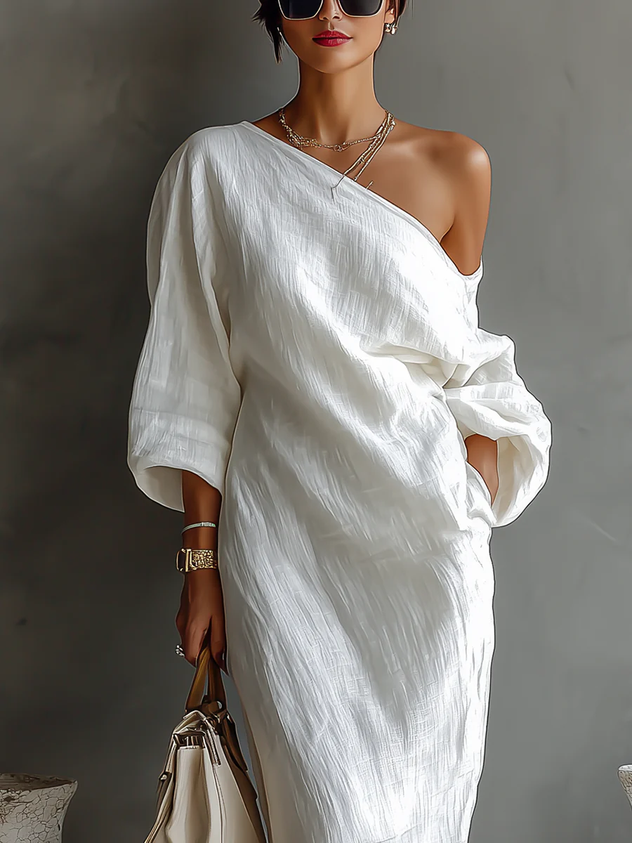 Nerina • Vestido maxi de uma só alça elegante e fluido
