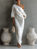 Nerina • Vestido maxi de uma só alça elegante e fluido