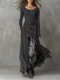 Nkem - Vestido Longo às Riscas com Estampa Leopardada