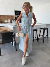 Isabelle | Vestido Maxi de Denim para Mulher