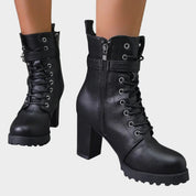 Adriana | Botins Mulher com Salto Bloco Atacadores e Fivela