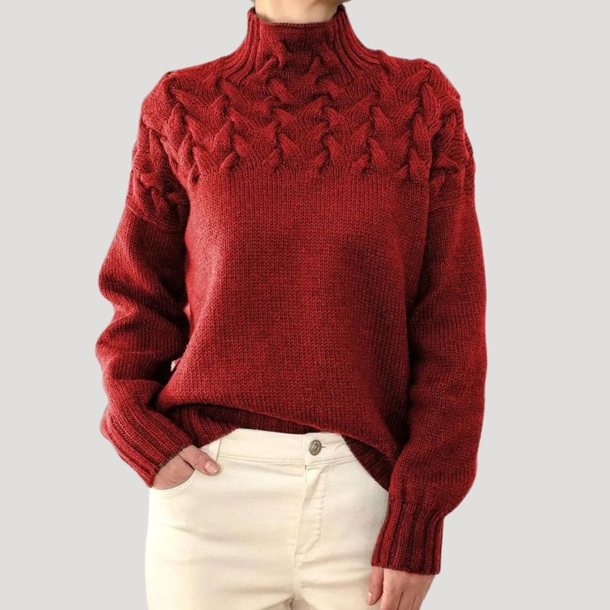 Adriana | Camisola de Malha Mulher Gola Alta Tranças