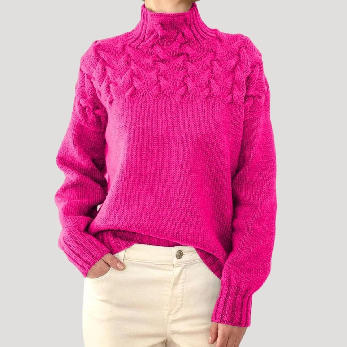 Adriana | Camisola de Malha Mulher Gola Alta Tranças