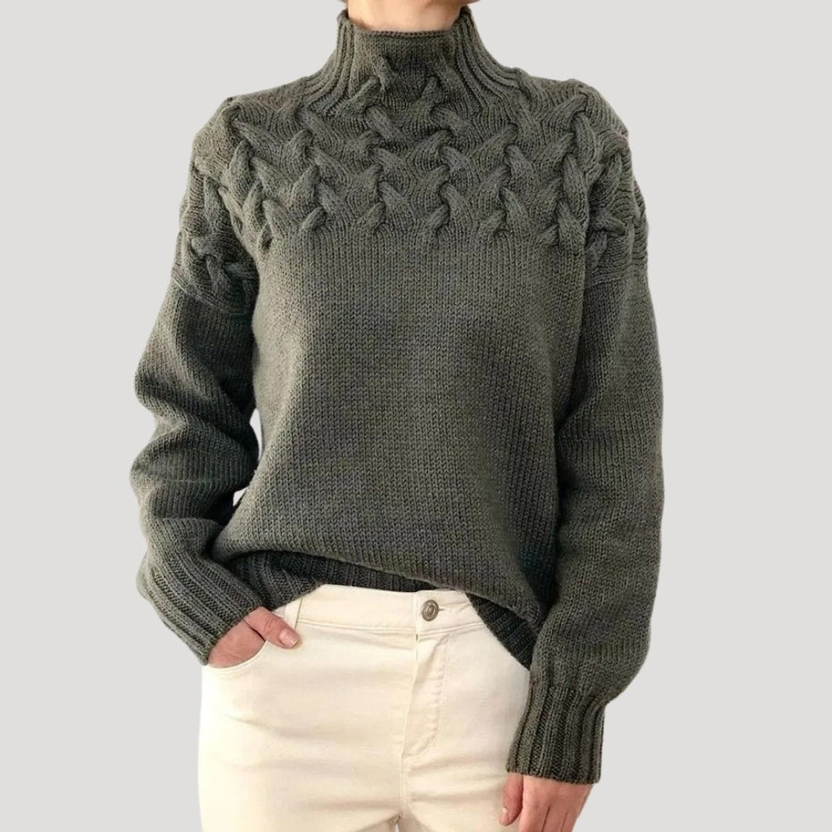 Adriana | Camisola de Malha Mulher Gola Alta Tranças
