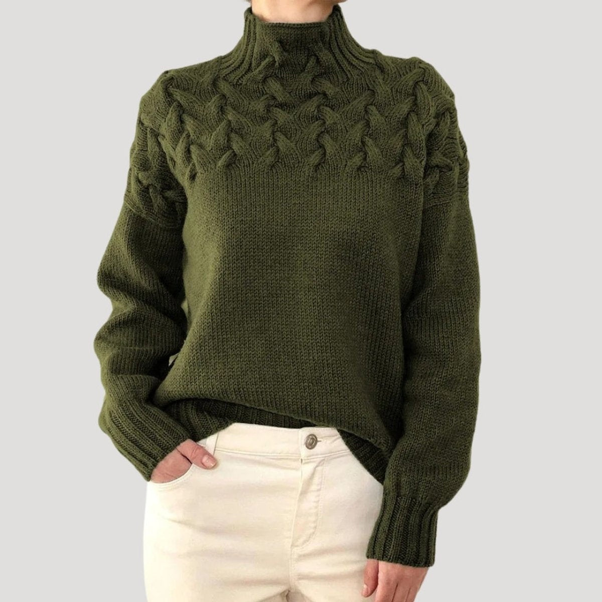 Adriana | Camisola de Malha Mulher Gola Alta Tranças