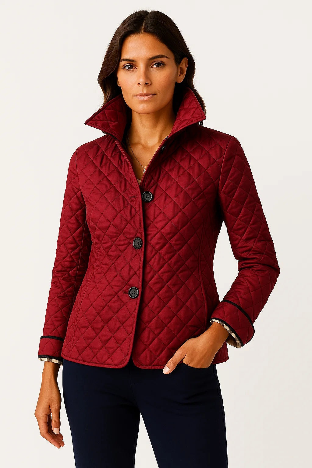 Adriana | Casaco Acolchoado Quilted Mulher Gola Alta Botões