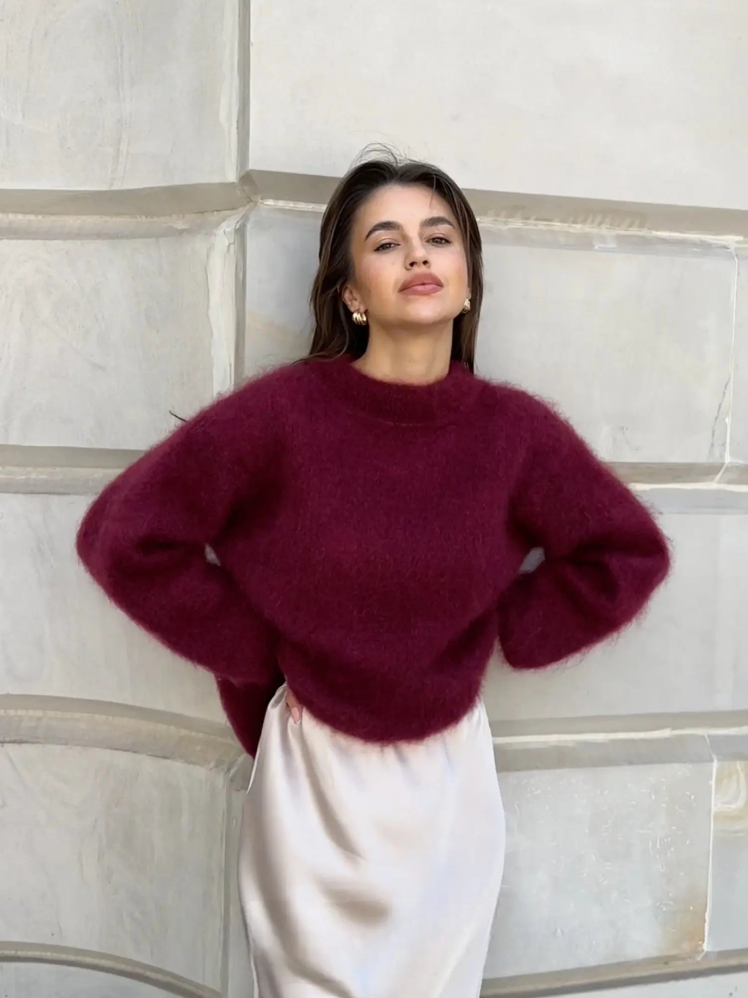 Alice | Camisola de Lã Mohair Mulher Gola Redonda Oversize