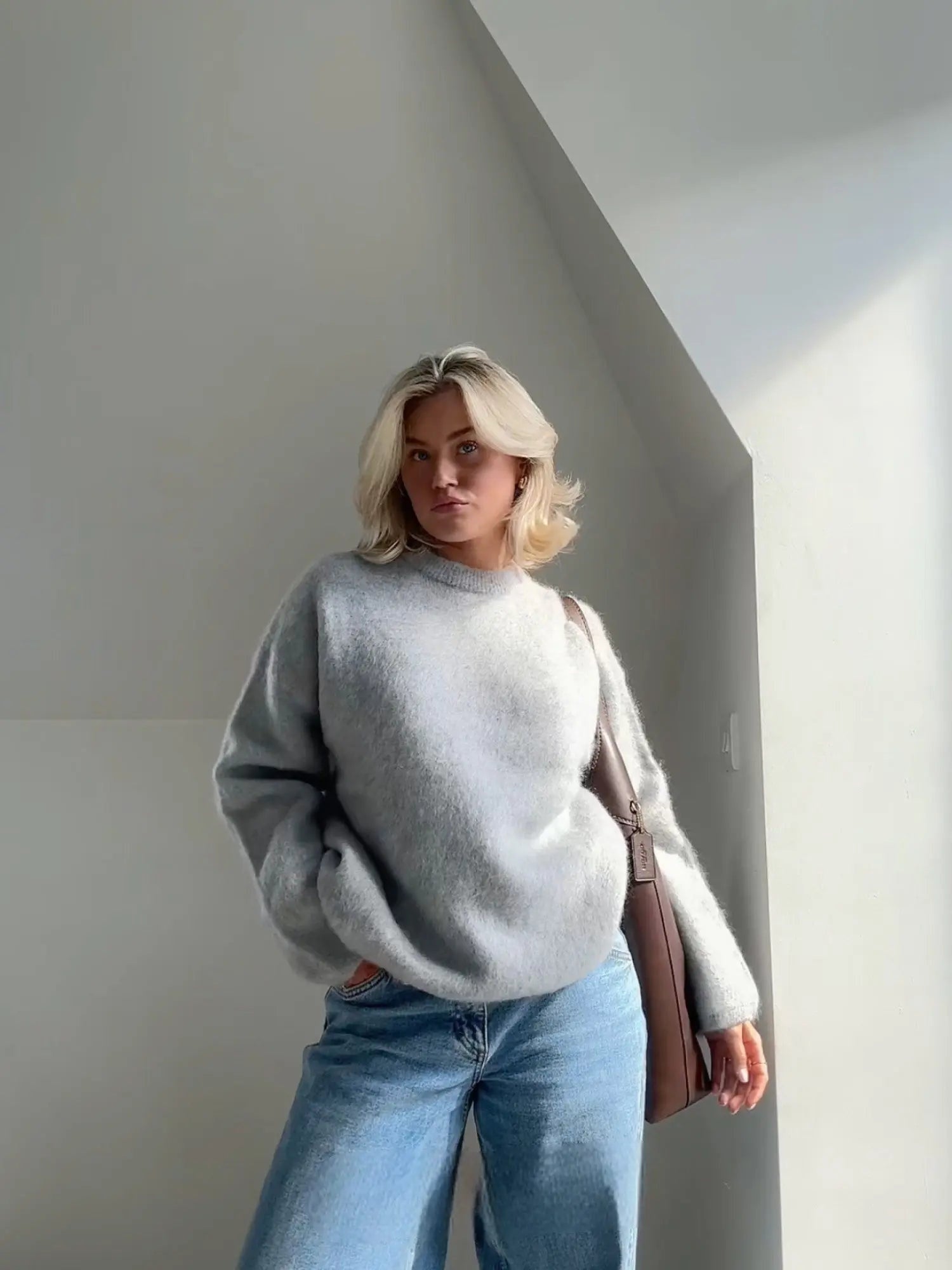 Alice | Camisola de Lã Mohair Mulher Gola Redonda Oversize