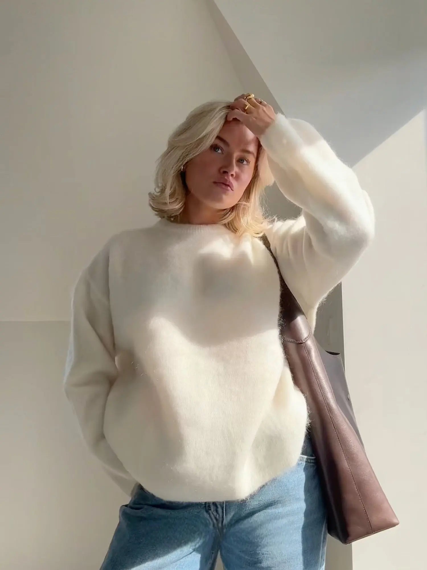 Alice | Camisola de Lã Mohair Mulher Gola Redonda Oversize