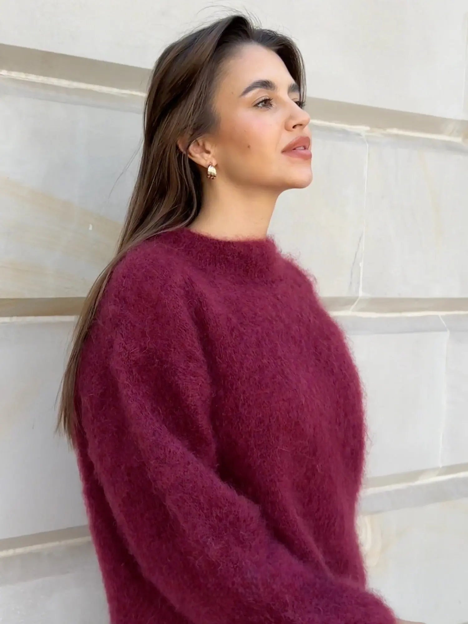 Alice | Camisola de Lã Mohair Mulher Gola Redonda Oversize