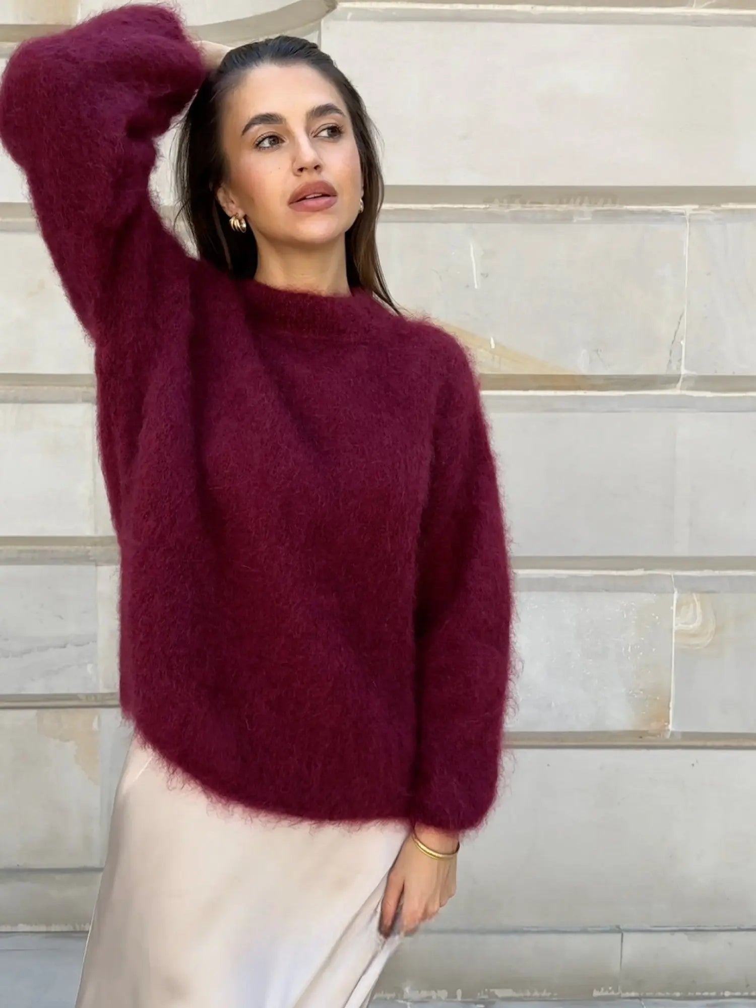Alice | Camisola de Lã Mohair Mulher Gola Redonda Oversize