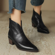 Ana | Botins de Pele Mulher Bico Fino Salto Baixo