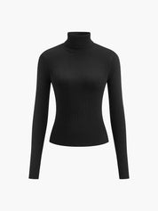 Ana | Camisola de Malha Canelada Mulher Gola Alta Manga Comprida