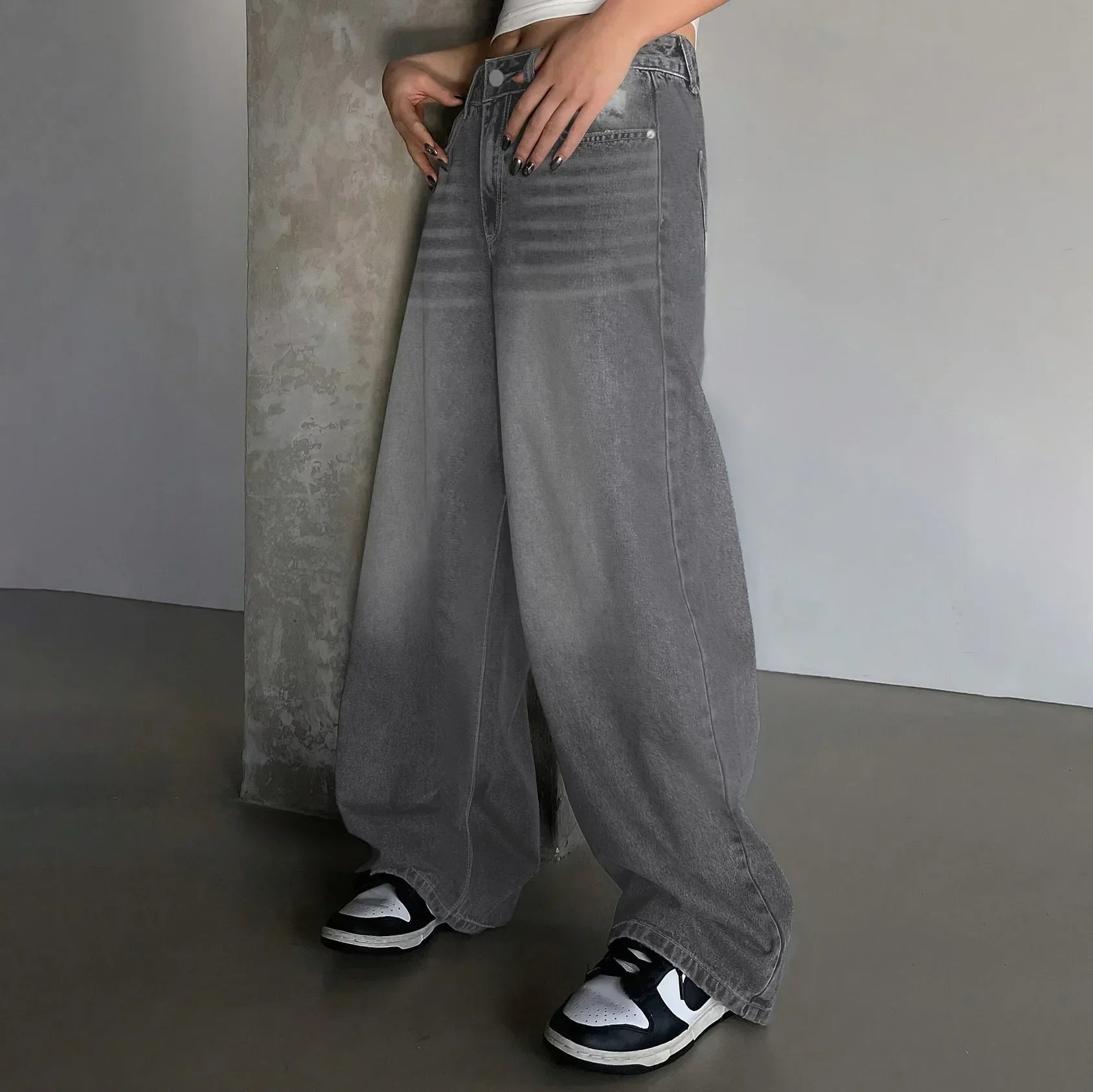 Ana | Jeans Baggy Perna Larga Mulher Cintura Alta