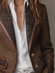 Gisèle | Blazer com Apliques de Chevron Impresso para Mulher