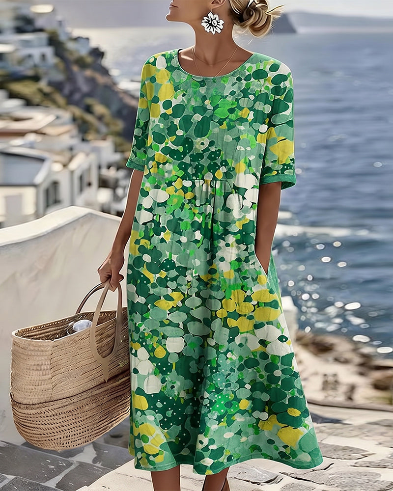 Elena | Vestido midi floral solto e leve para Mulher
