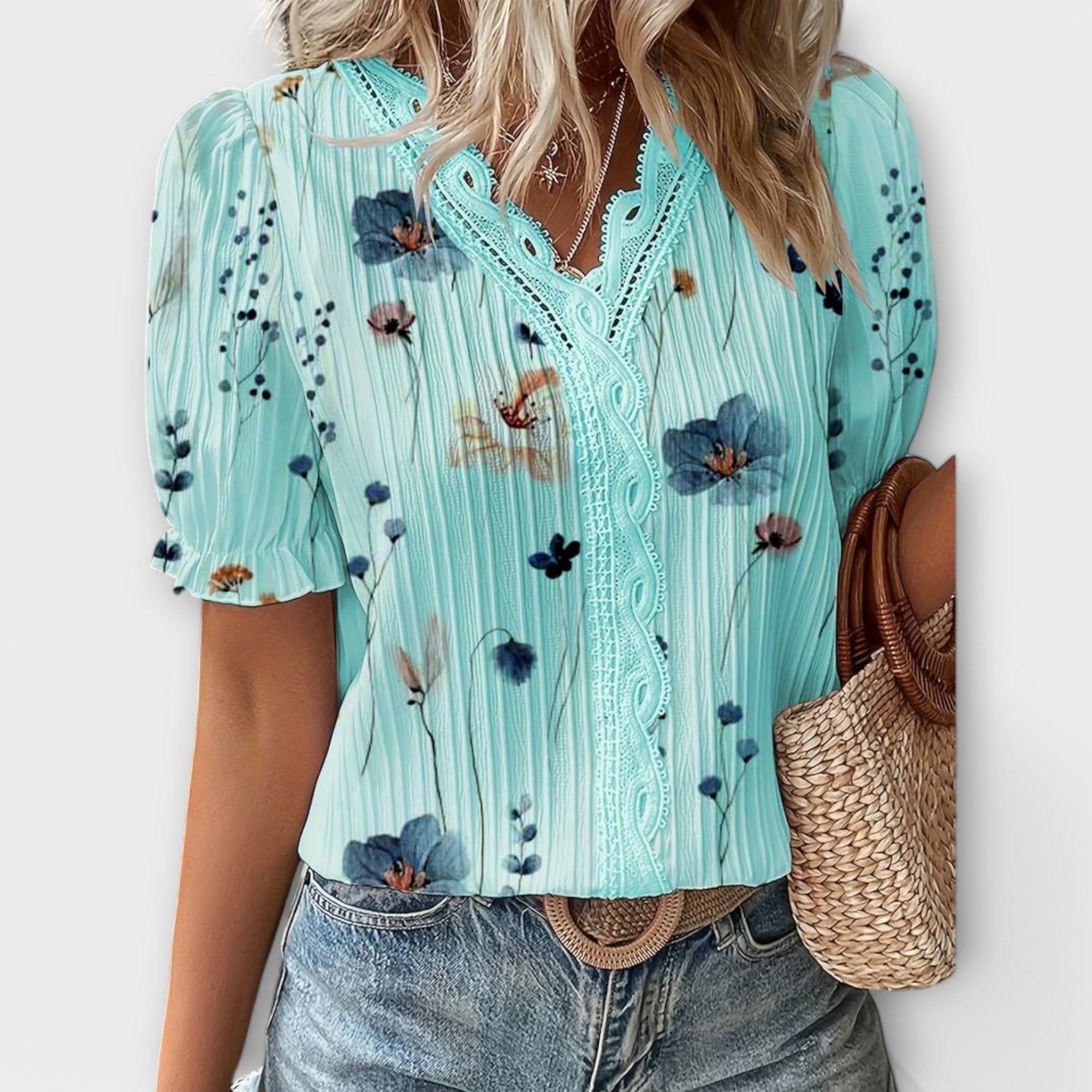 Bruna - Blusa elegante com um decote pontiagudo